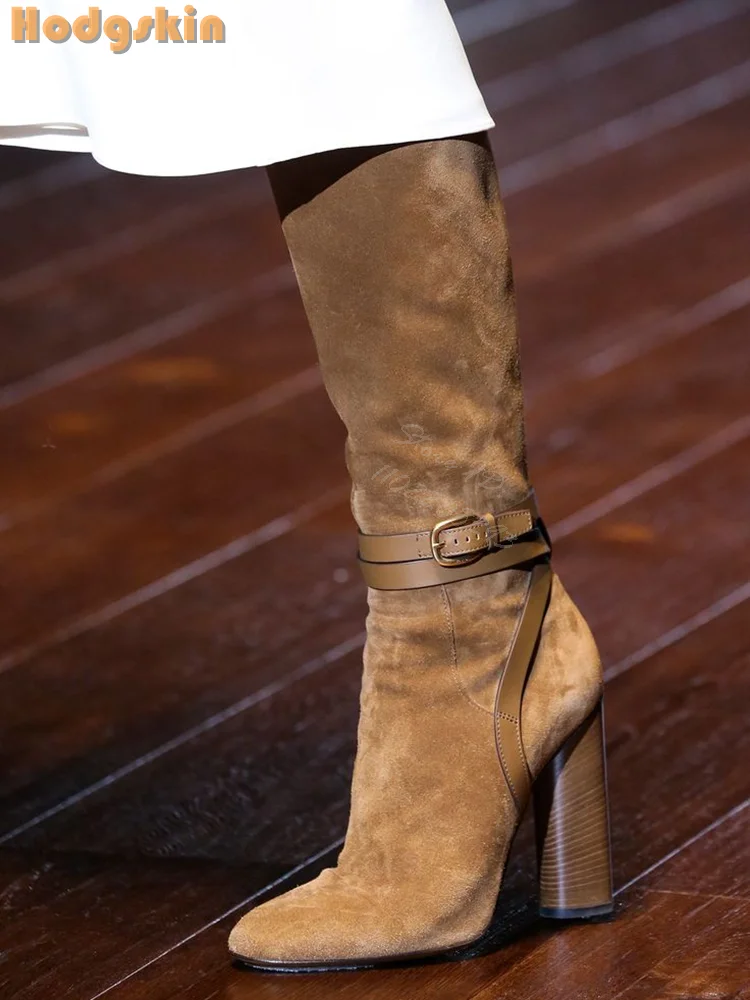 Sewing Zipper - Bottes à Lanières Rétro en Daim