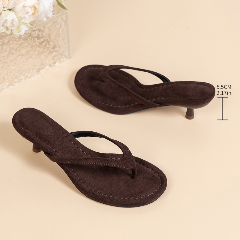 Sewing Nylon - Sandales à talons fins marron pour