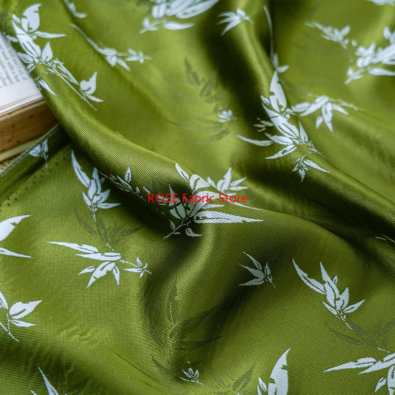 Sewing Vest - Tissu Jacquard feuille de bambou vert