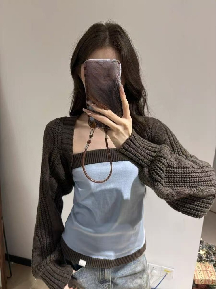 Sewing Vest - Ensemble deux pièces esthétique Y2K, cardigan
