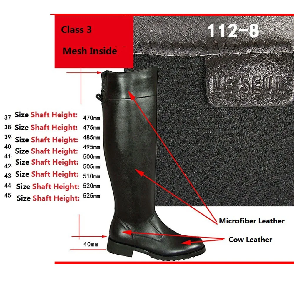 Sewing Zipper - Bottes d'équitation en cuir véritable pour